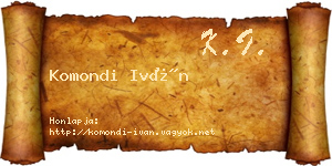 Komondi Iván névjegykártya